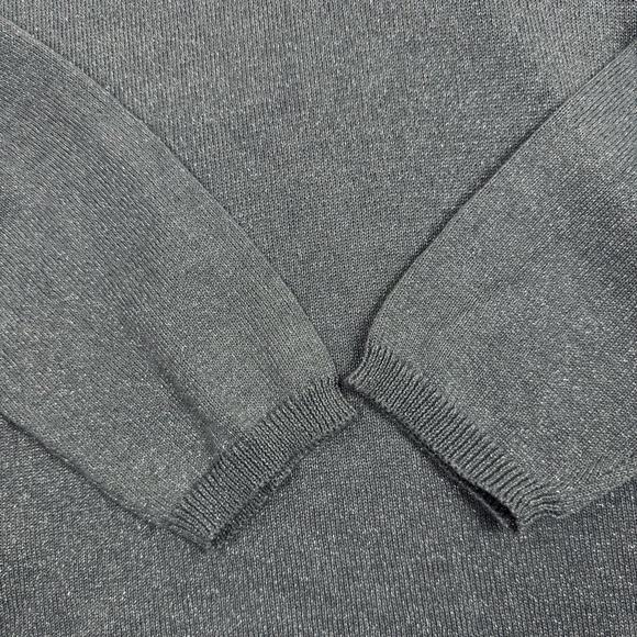 Josephine Chaus Silver Metallic Silk Vee-Neck Sweater Size IX - Picture 10 of 16